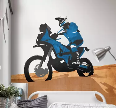 Vinilo motociclismo piloto desierto - TenVinilo
