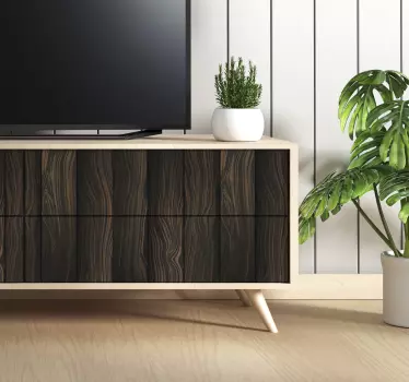 Vinilo mueble hojas oscuras de madera - TenVinilo