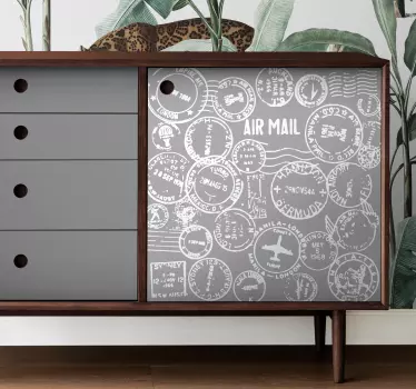 Vinilo mueble Patrón de sello de viaje vintage - TenVinilo