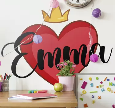 Vinilo nombre de corona de corazón - TenVinilo