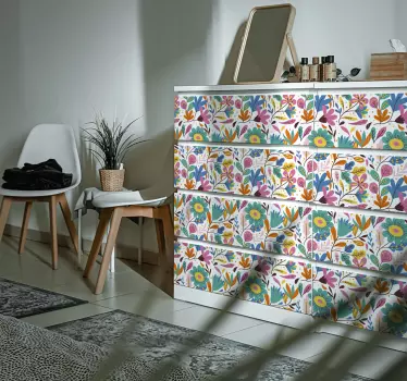 Vinilo decorativo de muebles de flores de primavera - TenVinilo