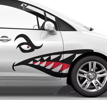 Pegatina coche tiburón dientes - TenVinilo