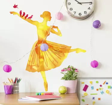 Vinilo pájaros acuarela bailarina - TenVinilo