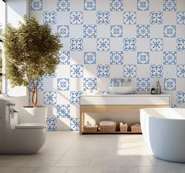 Vinilo para baño azulejos de estilo portugués - TenVinilo
