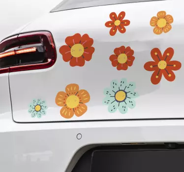 Pegatina para coche flores retras - TenVinilo