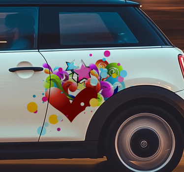 Pegatina para coche lindo corazón de color - TenVinilo