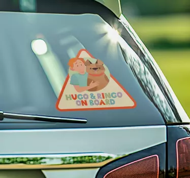 Pegatina para coche niño y perro a bordo - TenVinilo