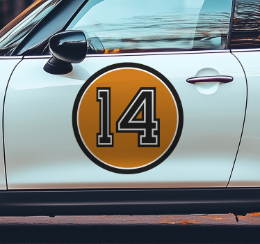 Pegatina para coche número deportivo retro - TenVinilo