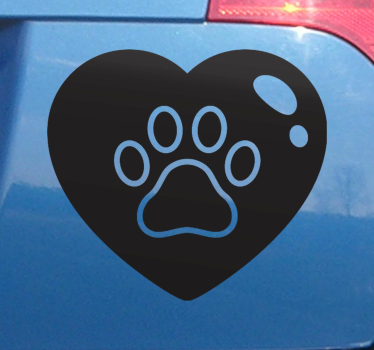 Vinilo para coche Patas de perro en gran corazón - TenVinilo