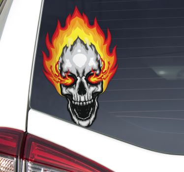 Vinilo para coches calavera sacando fuego - TenVinilo