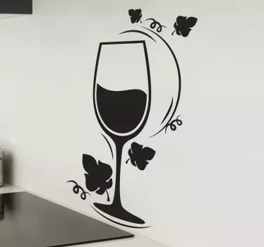 Vinilo para cocina copa de vino con flores - TenVinilo