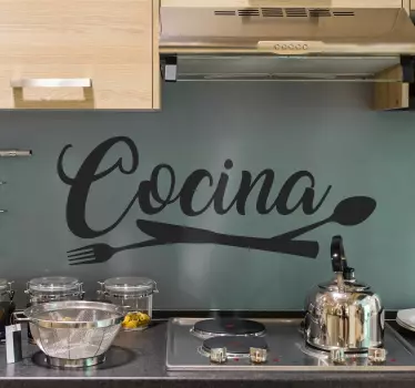 Vinilo para cocina frase con cubiertos - TenVinilo