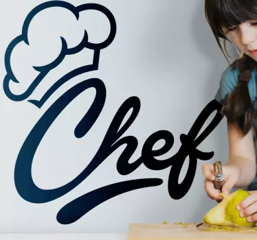 Vinilo cocina frase chef con sombrero - TenVinilo