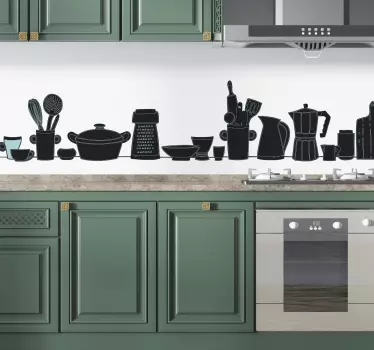 Vinilo para cocina utensilios monocromáticos - TenVinilo