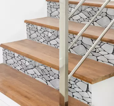 Vinilo para escalera textura piedras - TenVinilo
