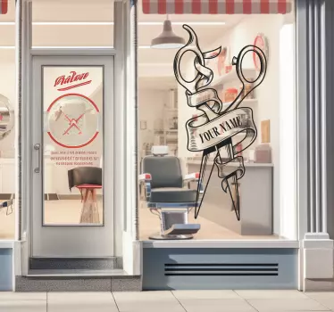 Vinilo escaparate logotipo de barbería personalizada - TenVinilo