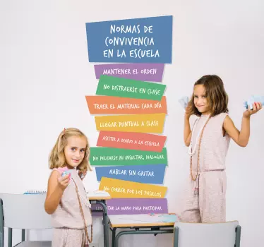 Vinilo para esucela reglas convivencia  - TenVinilo
