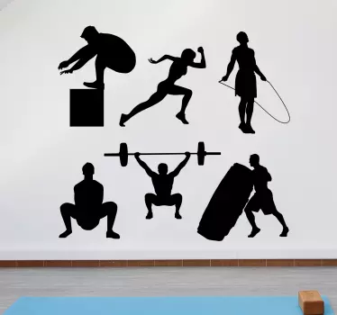 Vinilo para gimnasios persona haciendo ejercicios - TenVinilo