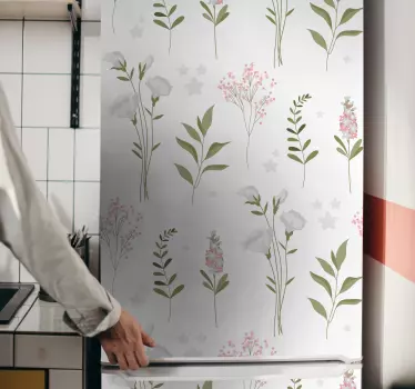 Vinilo para heladera decoración floral - TenVinilo