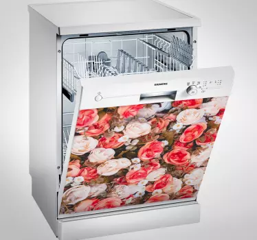 Vinilo para lavavajillas flores bonitas - TenVinilo