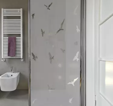 Vinilo para mampara de baño translúcido de ave - TenVinilo