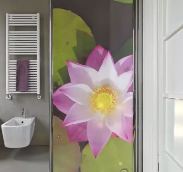 Vinilo para mampara de ducha Flor de loto en el agua - TenVinilo