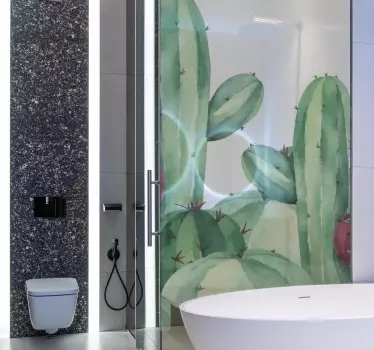 Vinilo para mampara de ducha Plantas de cactus - TenVinilo