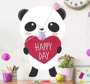Vinilo para niñas panda feliz día - TenVinilo