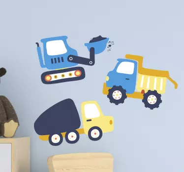 Vinilo para niños set vehículos construcción - TenVinilo