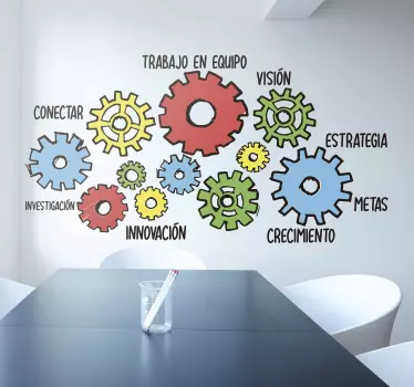 Vinilo frase oficina engranajes trabajo - TenVinilo