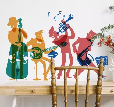 Vinilo pared de música jazz con músicos - TenVinilo