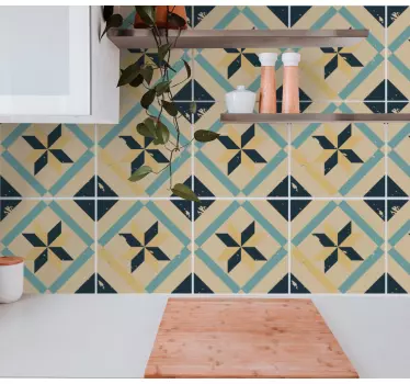 Vinilo para pared Elegante diseño de azulejos de ciment - TenVinilo
