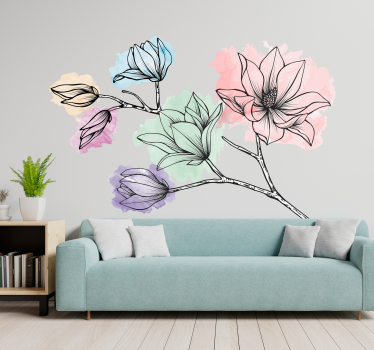 Vinilo dormitorio magnolia para pared - TenVinilo
