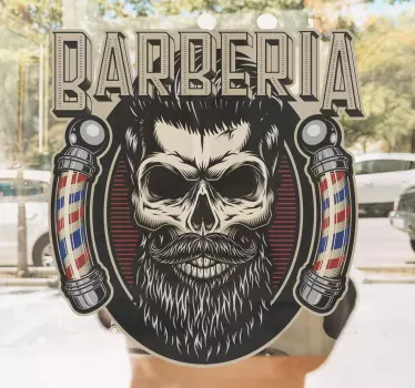 Vinilo para peluquería con calavera - TenVinilo