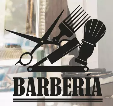 Vinilo para peluquería con productos típicos - TenVinilo
