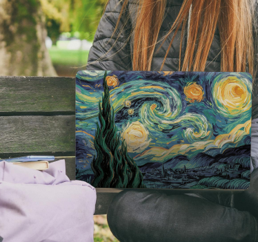 Vinilo para portátil vincent van gogh 'la noche estrellada' - TenVinilo