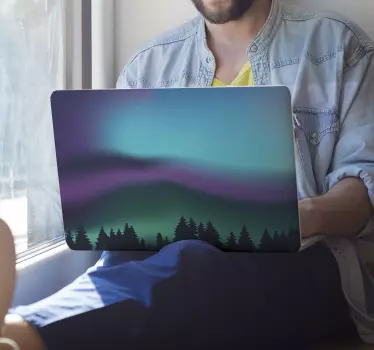Vinilo para portátiles aurora boreal efecto de agua - TenVinilo