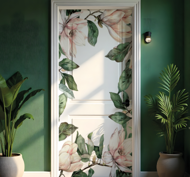 Vinilo para puerta elegantes flores botánicas - TenVinilo