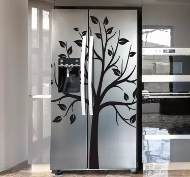 Vinilo para refrigerador árbol con hojas delgadas - TenVinilo