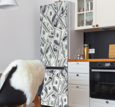 Vinilo para refrigerador billetes de dólares - TenVinilo