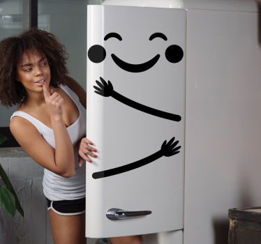 Vinilo para refrigerador de emoji sonriendo abrazando - TenVinilo