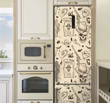 Vinilo para refrigerador iconos cowboy - TenVinilo