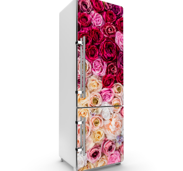 Vinilo para refrigerador rosas amarillas y rojas - TenVinilo