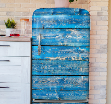 Vinilo para refrigerador textura de madera azul - TenVinilo