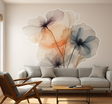 Vinilo para salón amapolas de acuarela - TenVinilo