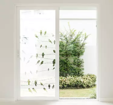 Vinilo para cristal ventana pájaros en cables - TenVinilo