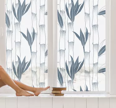Vinilo para ventanas patrón bambú azulado - TenVinilo