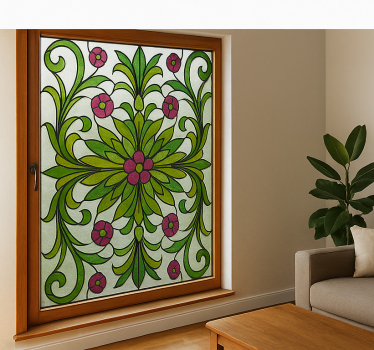 Vinilo para vidrio cristal con motivos florales victorianos - TenVinilo