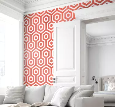 Vinilo pared adhesivo geométrico color coral - TenVinilo