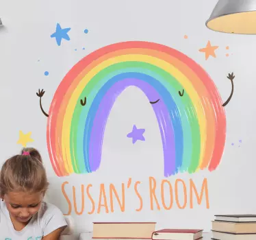Vinilo pared bebé Arco iris de color de agua personalizado - TenVinilo